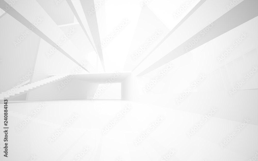 Abstract white interior multilevel public space with window. 3D illustration and rendering. Abstract white interior multilevel public space with window. 3D illustration and rendering.