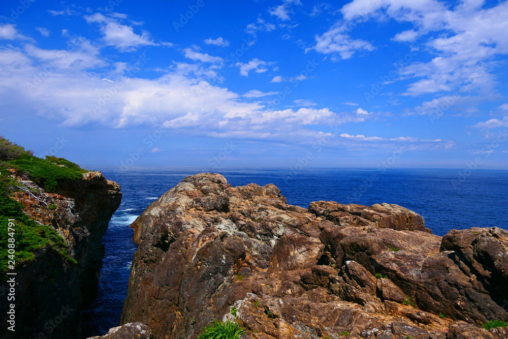 三陸海岸国立公園。重茂半島、魹ヶ崎より太平洋を臨む。宮古　岩手　日本。５月下旬。