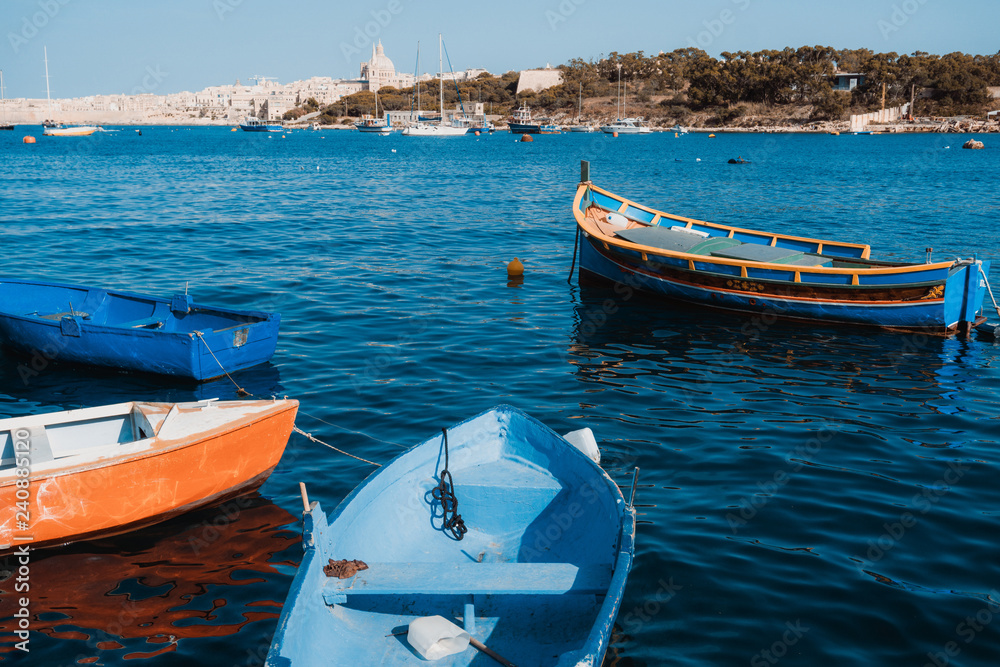 Mediterranean traditional colorful boats in Malta Mediterranean traditional colorful boats in Malta