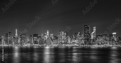 Black and White night Image of New York City © llhundupl