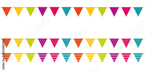 colorful patterned party flags isolated on white background vector illustration EPS10