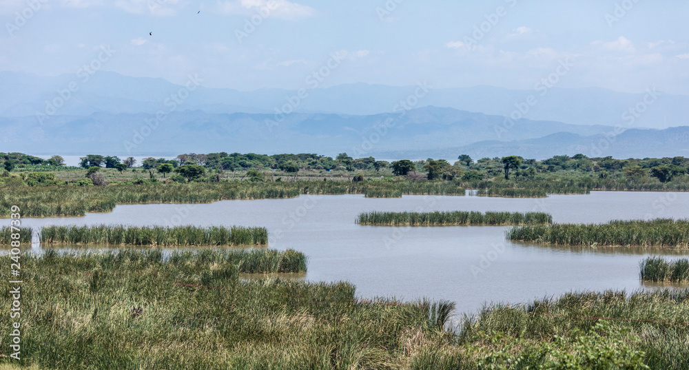 Panoramic view of Chamo Lake in southern Ethiopia.