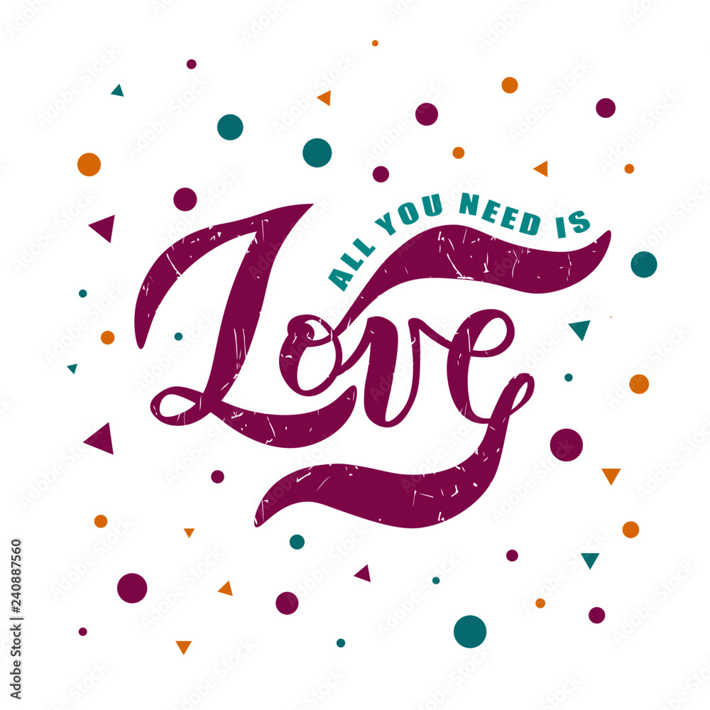 Obraz premium Hand sketched Love word. Vector. Lettering typography. Girl, woman fashion banner, print, design. Great for logo, badge, icon, card, poster, invitation template. 
