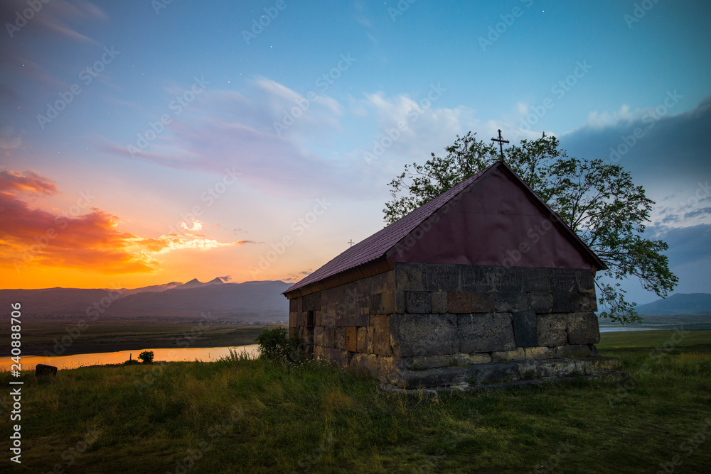 Small chapel at the sunset