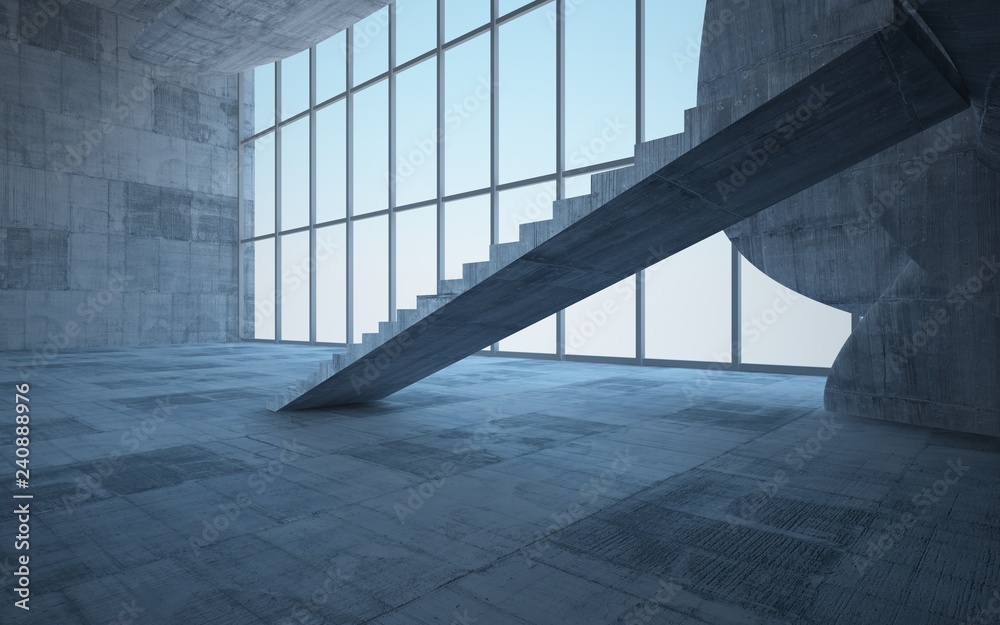 Obraz premium Empty dark abstract concrete smooth interior . Architectural background. 3D illustration and rendering