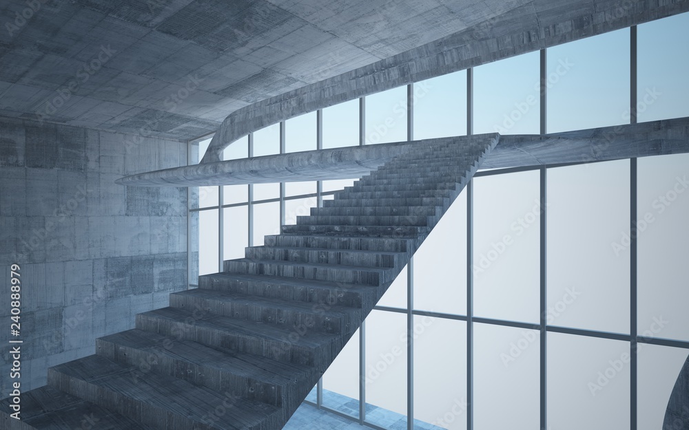 Fototapeta premium Empty dark abstract concrete smooth interior . Architectural background. 3D illustration and rendering