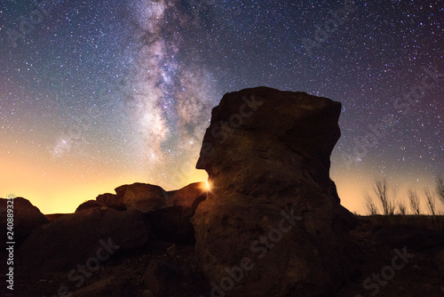 Big stone and milky way galaxy