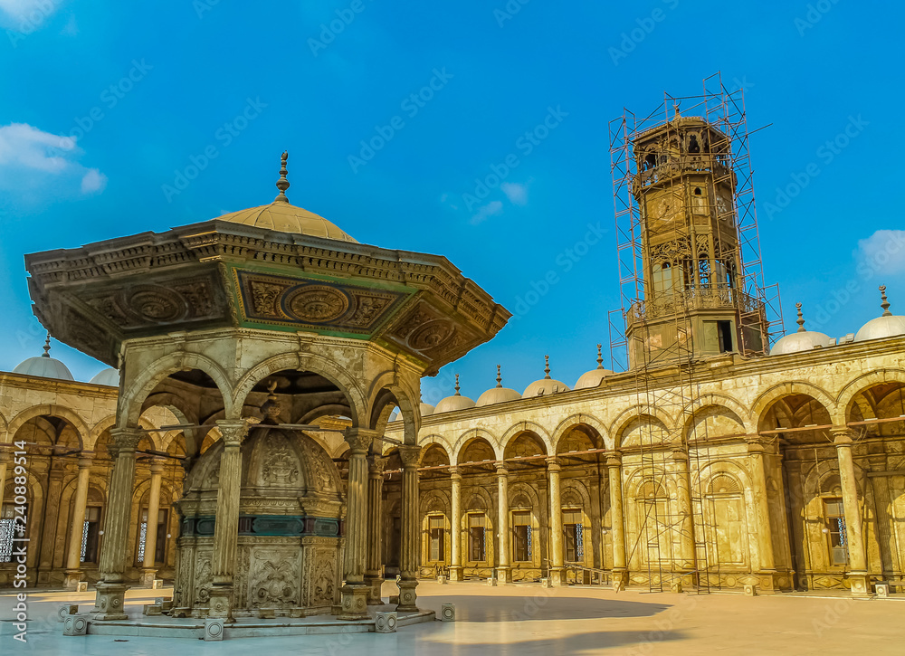 Fototapeta premium Beautiful building of a Muslim mosque. Mosque of Mohammed Ali in Cairo.