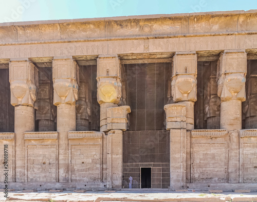 Ancient Egyptian temple Amon Ra in Luxor with columns and beautiful bas-reliefs Pharaoh's cult photo