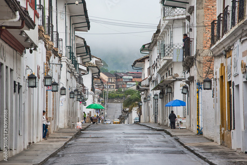 green and blue umbrellas in Popayan
