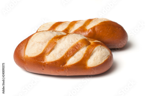 closeup of traditional alsatian buns on white background