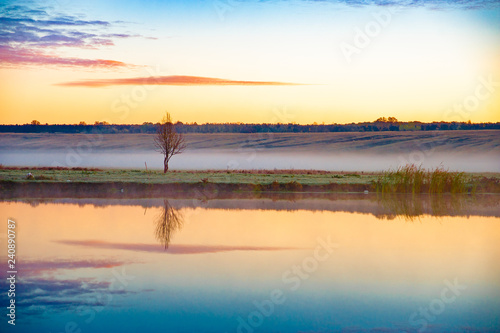 early morning river sunrise