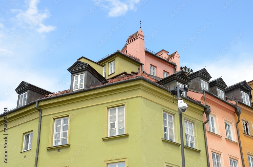 Obraz premium Color houses in Warsaw, Poland