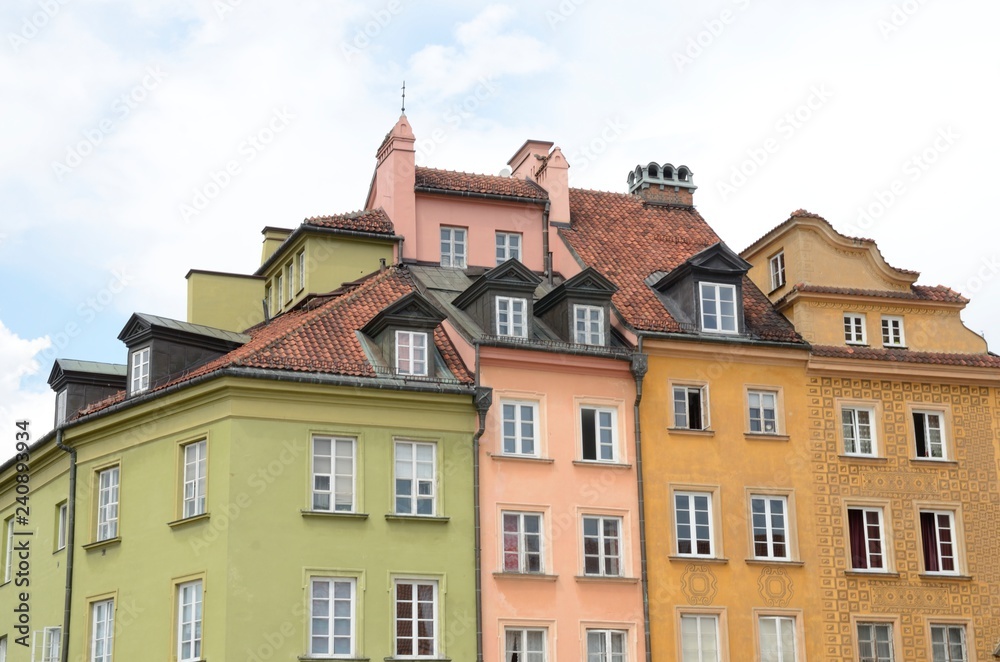 Traditional houses in Warsaw,  Poland