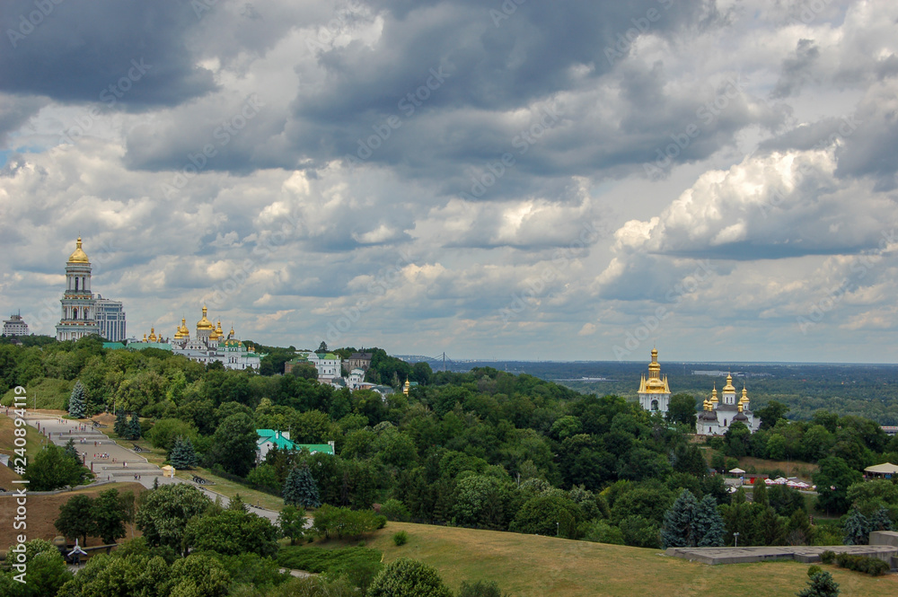 Ukraine. The Kiev Pechersk Lavra is a common name for an entire complex of cathedrals, bell towers, cloisters, fortification walls and underground caverns.