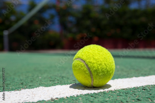 Tennis ball on a outdoor court © Sergey Kelin