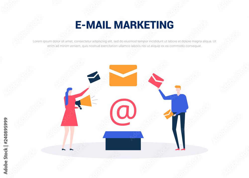 Email marketing - flat design style colorful web banner