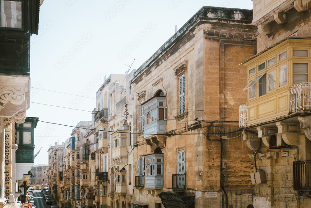 VALLETTA, MALTA - June 28, 2017: antique city building in Valletta,Malta Europe