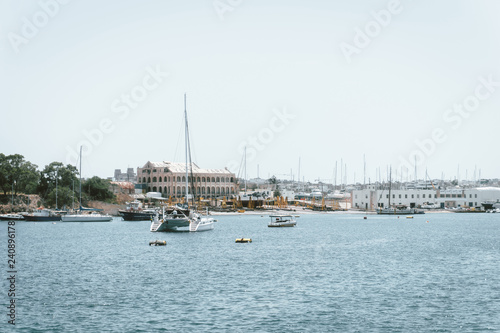 VALLETTA, MALTA - June 28, 2017: Typical Seaside port in Valletta in Malta