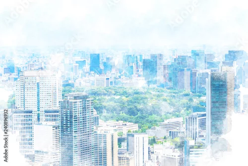 Obraz Tokio sceneria Tokio miasta linia horyzontu, Japonia