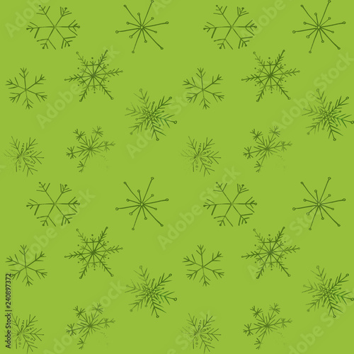 hand drawn seamless pattern of glittering snowflakes