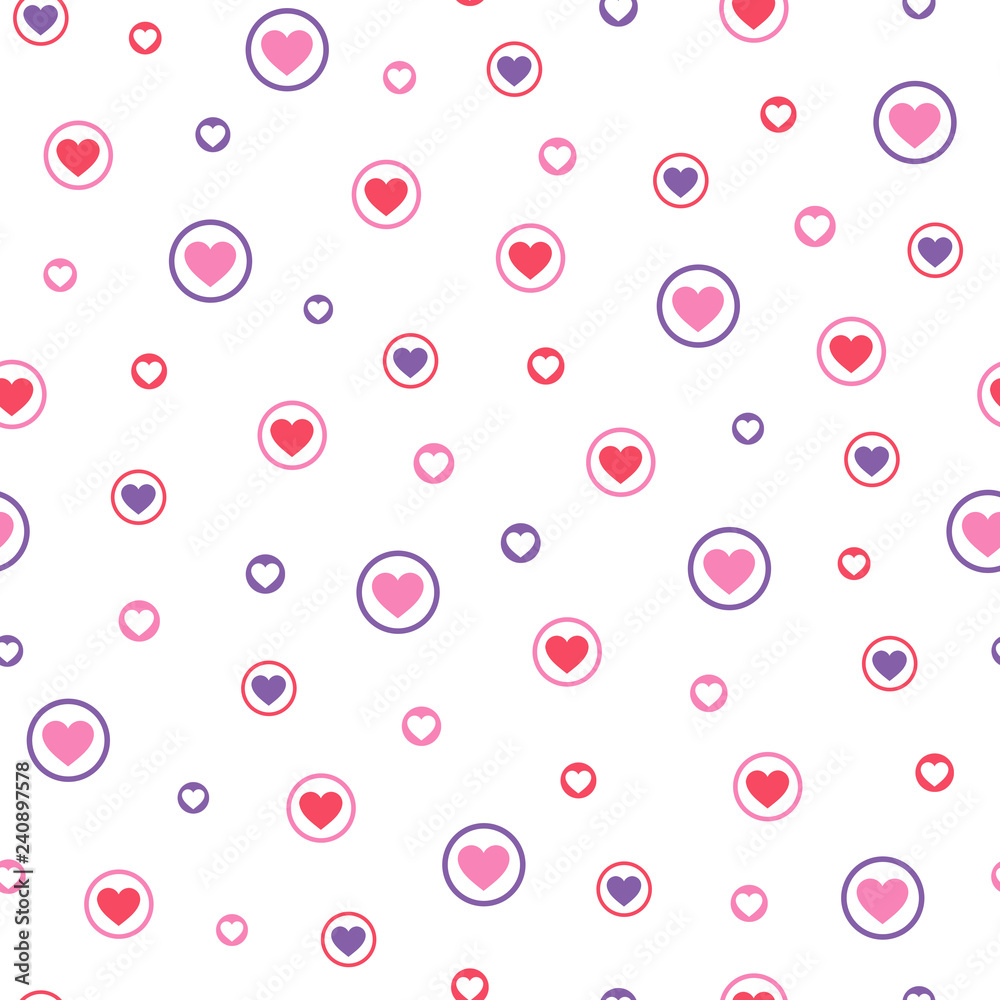 Seamless Scattered Hearts & Circles Pattern Seamless Scattered Hearts & Circles Pattern