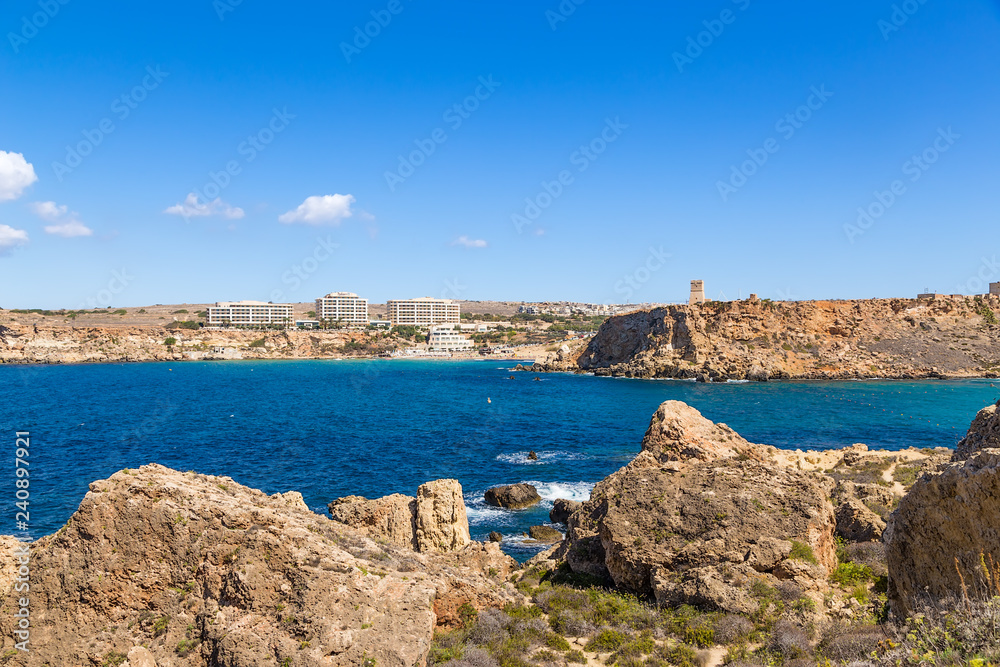 Manikata, Malta. Tourist complex Radisson on the Gulf of Għajn Tuffieħa Manikata, Malta. Tourist complex Radisson on the Gulf of Għajn Tuffieħa