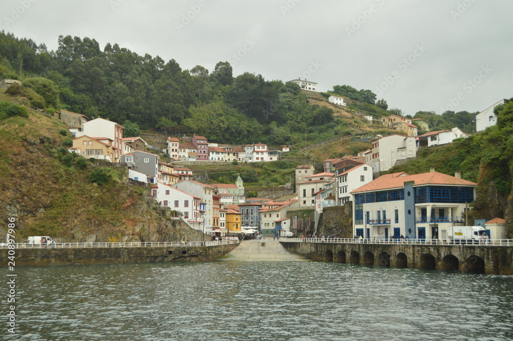 Entrance To Cudillero From The Port. July 31, 2015. Travel, Nature, Vacation. Cudillero, Asturias, Spain.