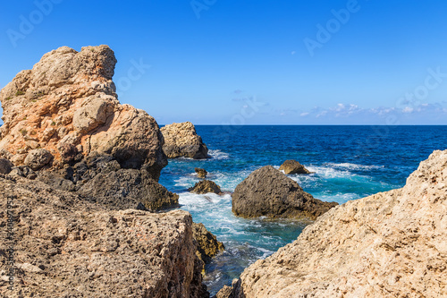 Manikata, Malta. Beautiful view with coastal stones