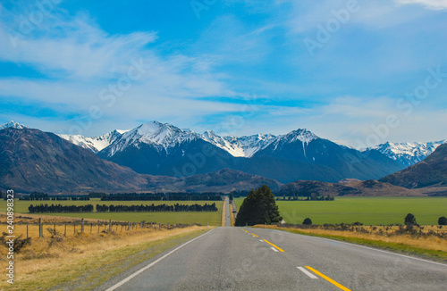 Mountainous countryside in Canterbury, South Island, New Zealand photo