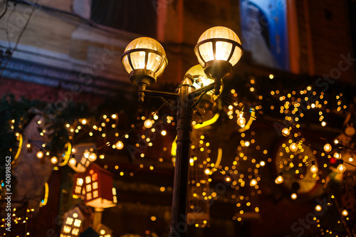 Lights and lanterns in the wedding. Bokeh. © Angelov