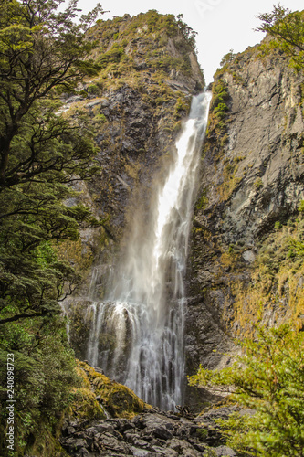 Devil's Punchbowl Waterfall in Arthur's Pass National Park, New Zealand