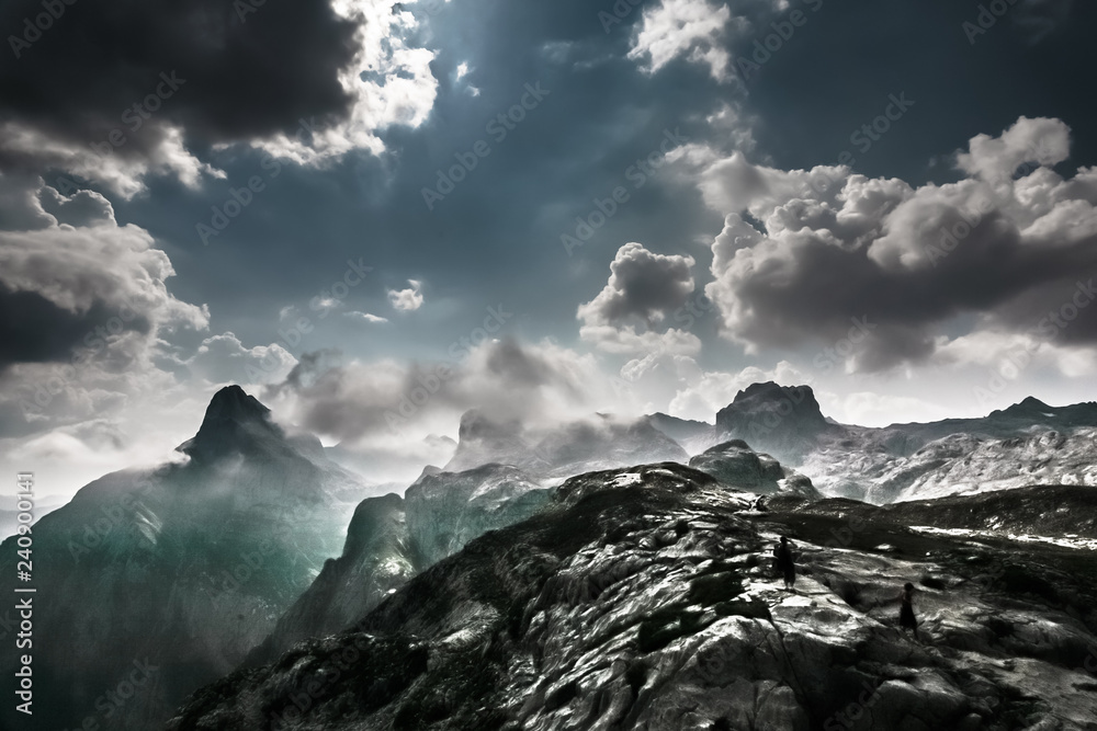 Obraz premium Viewpoint of Fuente De, view of the Picos de Europa. Cantabria and Asturias Spain