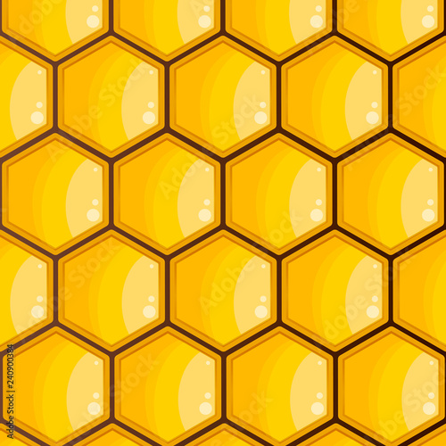 Bee honeycomb, yellow, hexagons texture, background vector