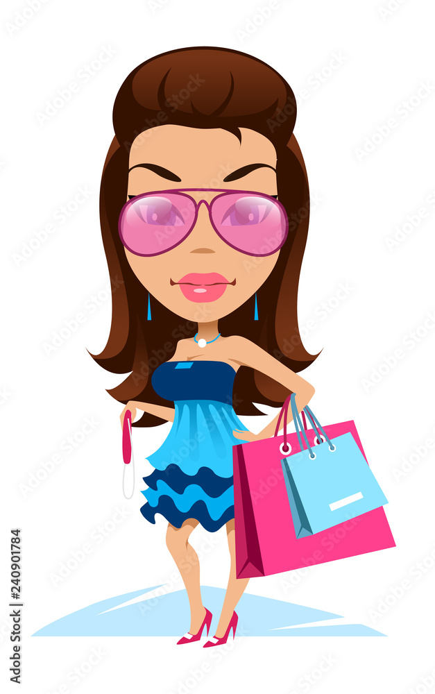 vector illustration of girl shopping bag sale vector illustration of girl shopping bag sale