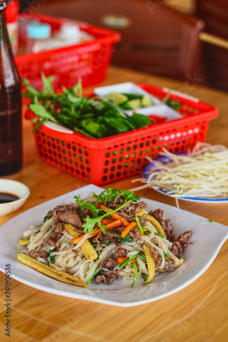 Vietnamese street food stir fried noodles in Phu Quoc