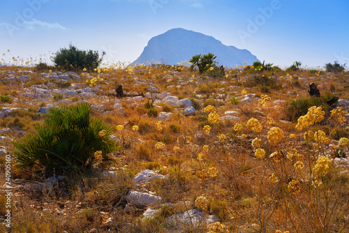 Montgo mountain in Javea at sunset photo