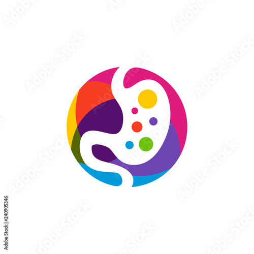 Stomach logo design concept, Stomach with Colorful logo design Template Vector - Vector illustration