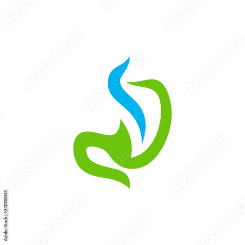 Stomach with Leaf logo design concept, Healthy Stomach logo Template Vector - Vector illustration