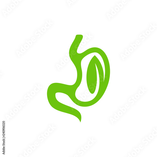 Stomach with Leaf logo design concept, Healthy Stomach logo Template Vector - Vector illustration