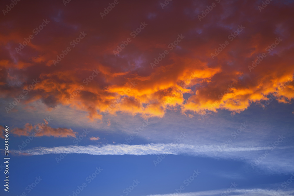 Obraz premium Sunset sky clouds orange and blue