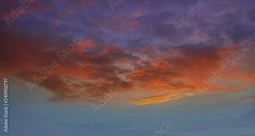 Fototapeta Naklejka Na Ścianę i Meble -  Sunset sky clouds orange and blue