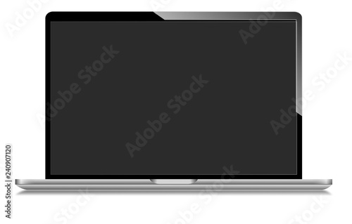 Laptop with blank screen isolated on white background, Vector