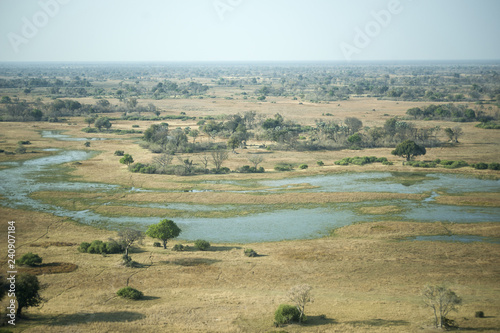 aerial view of okavango delta