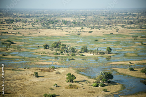aerial view of okavango delta