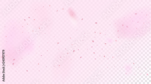 Nice Sakura Blossom Isolated Vector. Spring Flying 3d Petals Wedding Paper. Japanese Style Flowers Wallpaper. Valentine, Mother's Day Watercolor Nice Sakura Blossom Isolated on Rose