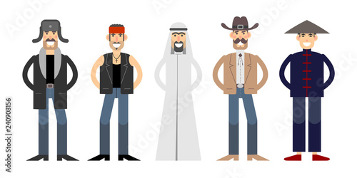 Different nationalities illustration with personages