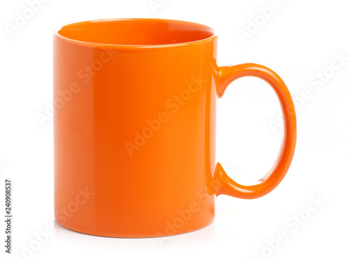 Orange cup mug drink on white background isolation