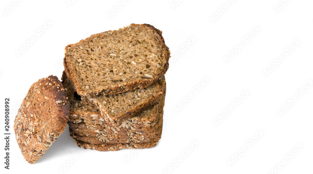Sliced rye bread isolated on white background Sliced rye bread isolated on white background