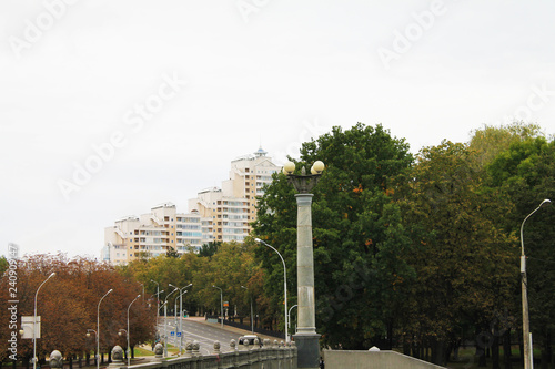 The capital of the Republic of Belarus is Minsk. Yanki Kupala Street. View of the Trinity Suburb.